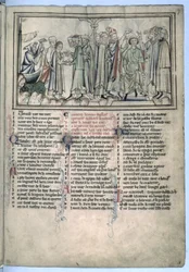 Ms. Ee 3.59, Die Salbung und Krönung Eduards des Bekenners im Jahr 1043, aus dem Leben des heiligen Eduard des Bekenners, ca. 1250-60